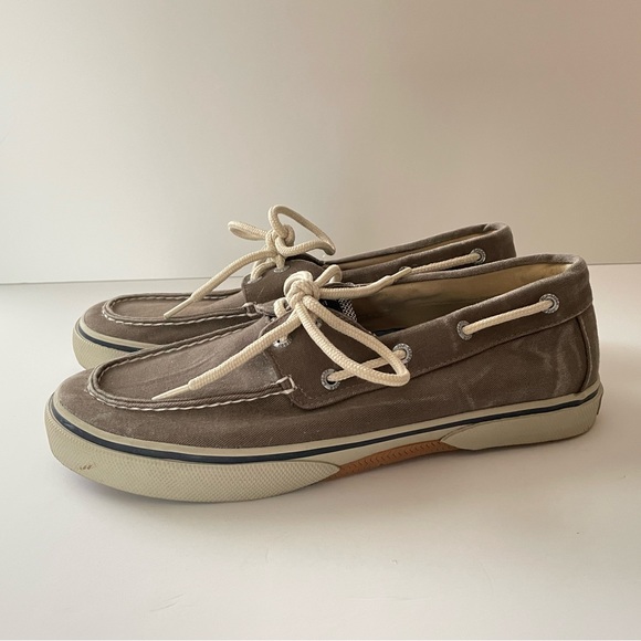 SPERRY Topsider Canvas Boat Shoes Men's 9M Gray/Taupe - Picture 5 of 7